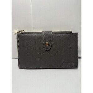 Travelambo RFID Blocking Bi Fold Multi Card Large Wallet In Gray New